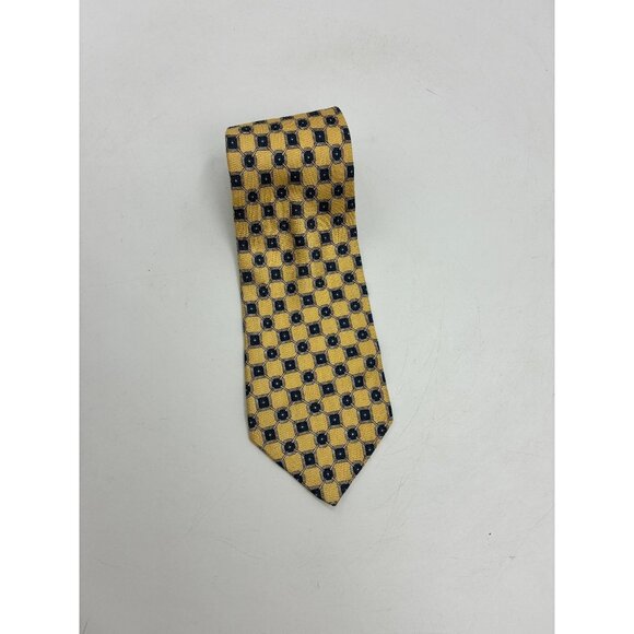 Geoffrey Beene Yellow Blue Geometric Silk Necktie Tie Classic Formal Business - Picture 1 of 5